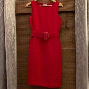 Red, sleeveless dress